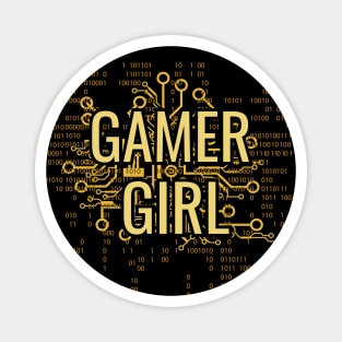 GAMER GIRL Yellow Gold cyber circuit Magnet